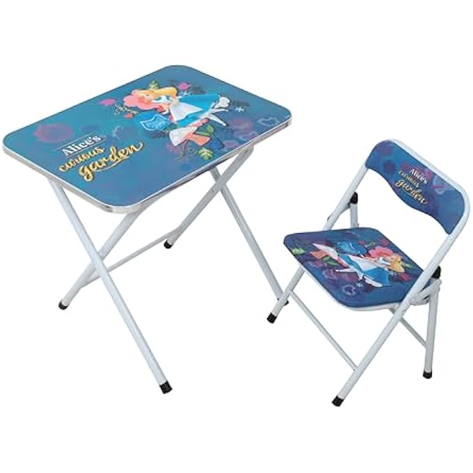 rayihni THE PRINCESS KIDS EDUCATIONAL TABLE AND CHAIR SET, STEEL AND POLIESTER CUSHION FOLDING MULTIPURPOSE TABLE CHAIR, TABLE CHAIR SET FOR GROWING KIDS - Image 1